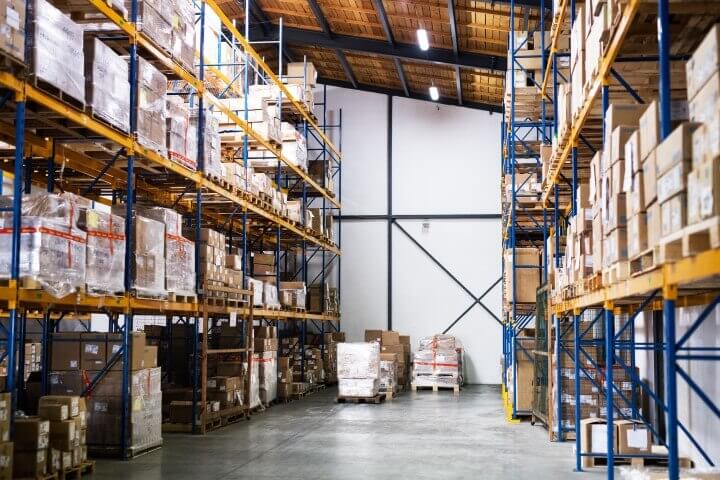 An interior of a warehouse